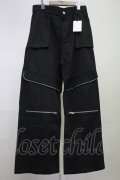NO ID. / フラップZIPワイドパンツ 2 ブラック T-25-07-30-019-NO-pa-YM-ZT