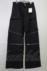 NO ID. / フラップZIPワイドパンツ 2 ブラック T-25-07-30-019-NO-pa-YM-ZT