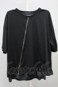 画像1: NO ID. BLACK /  レイヤードスラッシュZIP BIG Tシャツ ONE ブラックｘグレー T-25-07-30-005-NO-to-YM-ZT (1)