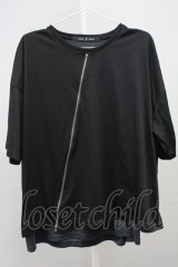 NO ID. BLACK /  レイヤードスラッシュZIP BIG Tシャツ ONE ブラックｘグレー T-25-07-30-005-NO-to-YM-ZT