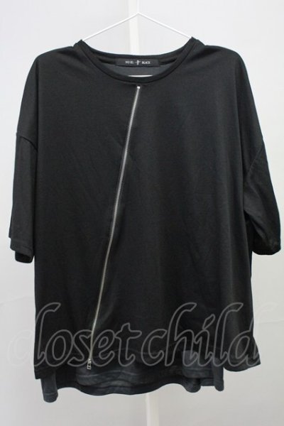 画像1: NO ID. BLACK /  レイヤードスラッシュZIP BIG Tシャツ ONE ブラックｘグレー T-25-07-30-005-NO-to-YM-ZT