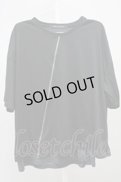 画像1: NO ID. BLACK /  レイヤードスラッシュZIP BIG Tシャツ ONE ブラックxグレー T-25-07-30-005-NO-to-YM-ZT185 (1)