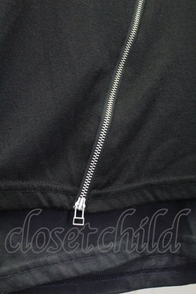 画像5: NO ID. BLACK /  レイヤードスラッシュZIP BIG Tシャツ ONE ブラックｘグレー T-25-07-30-005-NO-to-YM-ZT