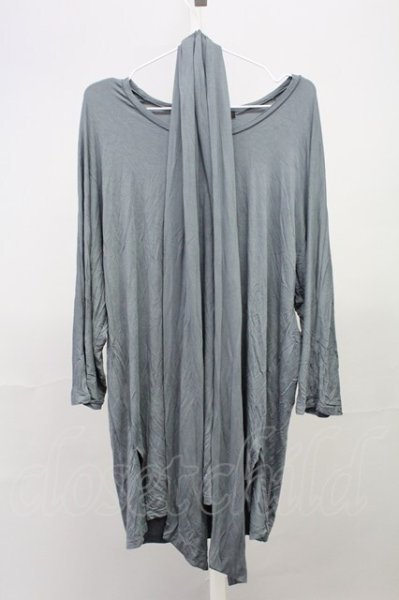 画像1: NO ID. BLACK / ストール付ドルマンスリーブカットソー ONE グレー T-25-07-30-008-NO-to-YM-ZT185 (1)