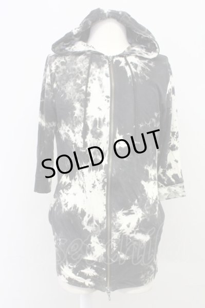 画像1: FUGA / タイダイブリーチ五分袖パーカー 44 ブラック T-25-07-30-011-FU-to-YM-ZT (1)