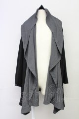 NO ID. BLACK / ドレープフードガウン ONE グレーｘブラック T-25-07-30-012-NO-to-YM-ZT
