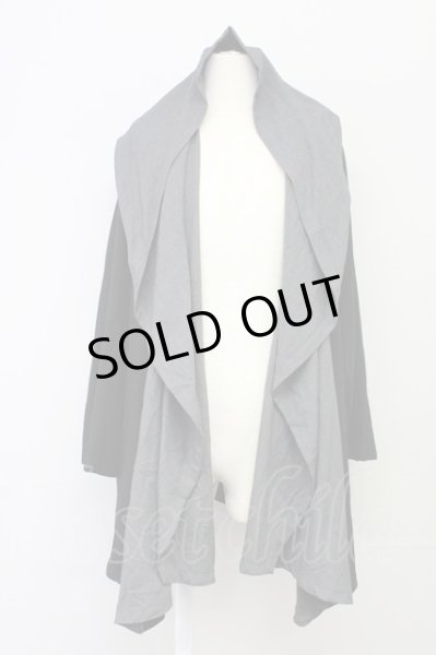 画像1: NO ID. BLACK / ドレープフードガウン ONE グレーxブラック T-25-07-30-012-NO-to-YM-ZT (1)