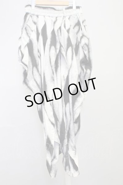 画像1: NO ID. BLACK / ドレープラップイージートラウザーズパンツ 2 ブラックxホワイト T-25-07-30-016-NO-pa-YM-ZT188 (1)