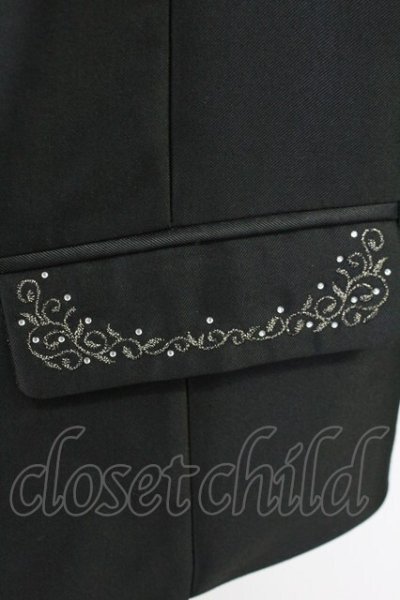 画像4: CIVARIZE / グリッターストライプ刺繍入りジレ　ベスト 46 ブラックｘシルバー T-25-08-06-002-CI-to-YM-ZT