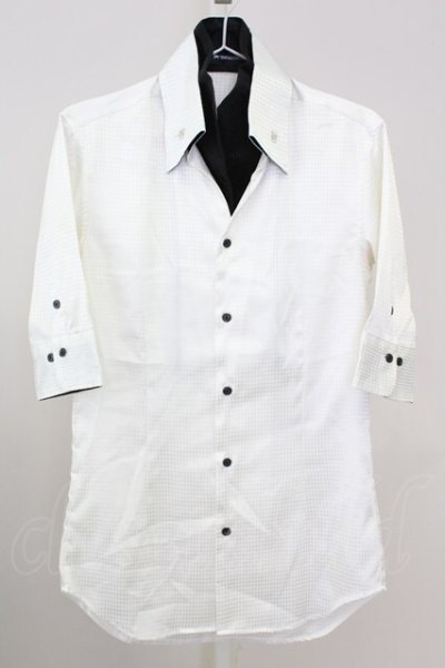 画像1: BUFFALO BOBS / シャドーアーガイルレイヤードSSシャツ 2 ホワイトｘブラック T-25-08-06-019-BU-sh-YM-ZT
