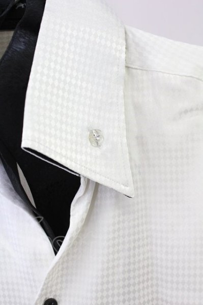 画像3: BUFFALO BOBS / シャドーアーガイルレイヤードSSシャツ 2 ホワイトｘブラック T-25-08-06-019-BU-sh-YM-ZT107 (3)