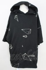 A.F ARTEFACT / PYRA PATTERN PRINT SWEAT HOODIE 半袖パーカー 2 ブラック T-25-08-06-026-A.-to-YM-ZT