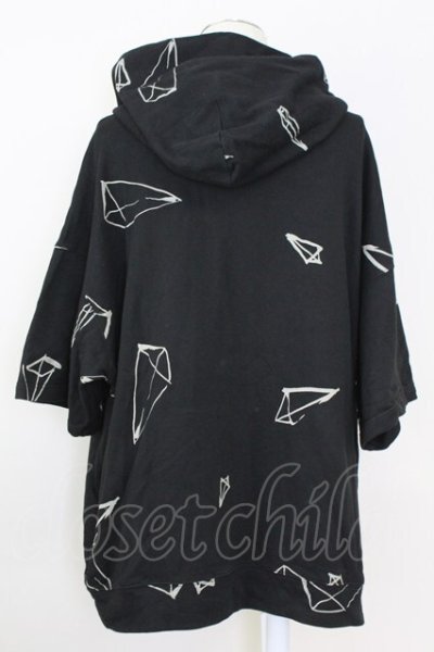 画像2: A.F ARTEFACT / PYRA PATTERN PRINT SWEAT HOODIE 半袖パーカー 2 ブラック T-25-08-06-026-A.-to-YM-ZT