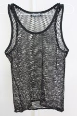 CavariA / 金糸混メッシュタントップ 44 ブラックｘゴールド T-25-08-06-004-Ca-to-YM-ZT