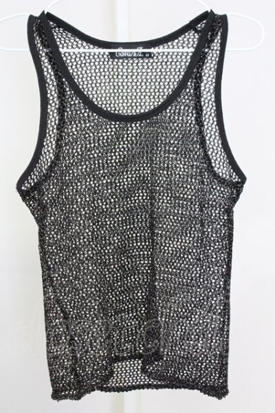 画像1: CavariA / 金糸混メッシュタントップ 44 ブラックｘゴールド T-25-08-06-004-Ca-to-YM-ZT