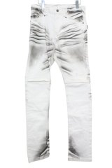 TORNADO MART / スプレー加工ストレッチスキニーデニムパンツ S ホワイトｘブラック T-25-08-06-031-TO-pa-YM-ZT368