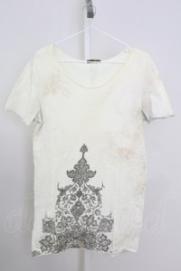 goa / ペイズリープリントムラ染めTシャツ  オフホワイト T-25-08-06-009-go-ts-YM-ZT106
