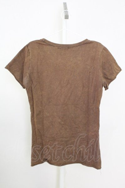 画像2: goa / ショットガンダメージピアシング Tシャツ  ブラウン T-25-08-06-015-go-ts-YM-ZT107 (2)
