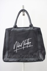 NIL DUE / NIL UN TOKYO / LEATHER MASKING CANVAS TOTE バッグ（L）  ブラック T-25-08-29-019-NI-ba-YM-ZT