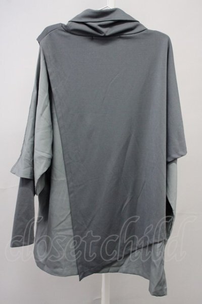 画像2: NO ID. BLACK / アシンメトリーレイヤードオフタートルロンT ONE グレー T-25-08-29-004-NO-to-YM-ZT