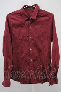 NO ID. / Cストレッチクレープショートカラーシャツ 1 ワイン T-25-08-29-005-NO-sh-YM-ZT144