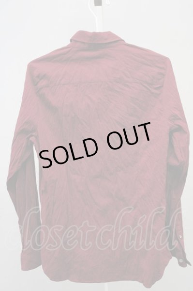 画像2: NO ID. / Cストレッチクレープショートカラーシャツ 1 ワイン T-25-08-29-005-NO-sh-YM-ZT144 (2)