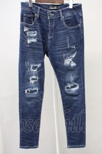 CavariA / リペアストレッチデニムパンツ 44 インディゴ T-25-08-29-012-Ca-pa-YM-ZT141