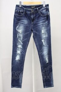 CavariA / ダメージストレッチデニムパンツ 44 インディゴ T-25-08-29-014-Ca-pa-YM-ZT141