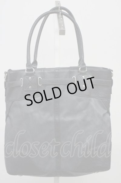 画像2: TORNADO MART / デニムライクベルテッドトートバッグ  ブラック T-25-09-03-024-TO-ba-YM-ZT-MK002 (2)