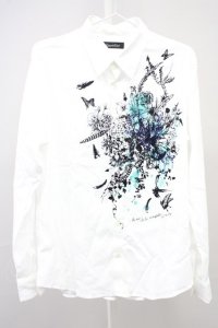 TORNADO MART / フラワーバタフライプリントシャツ LL ホワイト T-25-09-03-009-TO-sh-YM-ZT