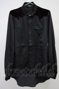 Roen / デストロイタックウエスタンシャツ 46 ブラックｘレッド T-25-09-03-014-Ro-sh-YM-ZT