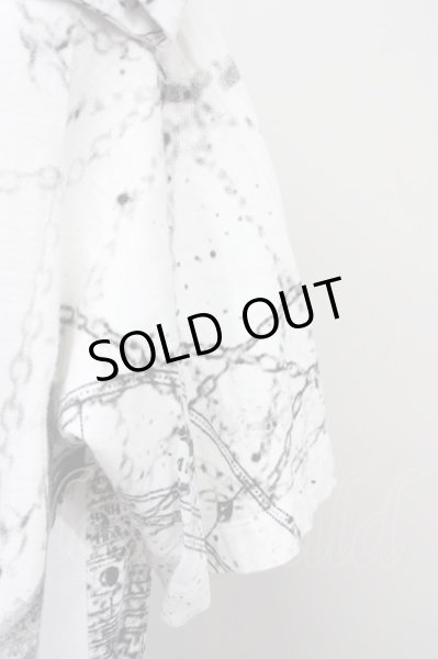 画像4: NO ID. / 総柄ロング半袖パーカー 2 ホワイト T-25-09-03-016-NO-to-YM-ZT (4)