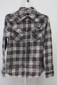画像1: FUGA / Square 顔料加工チェックウエスタンシャツ 44 レッドｘグレー T-25-09-05-012-FU-sh-YM-ZT (1)