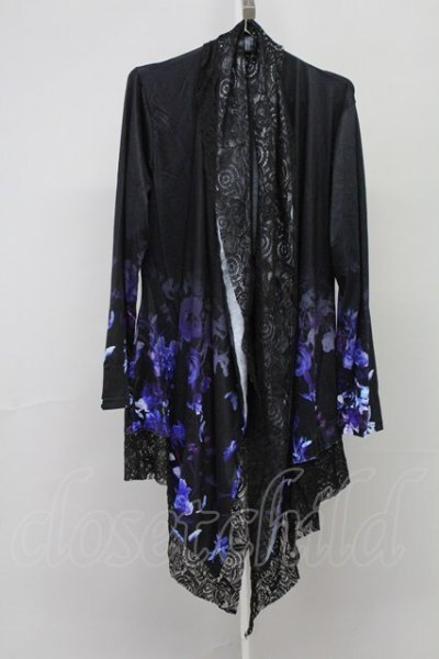 画像1: CIVARIZE / Angerレイヤードレーストッパーフラワーカーディガン 44 ブラックｘブルー T-25-09-05-013-CI-to-YM-ZT