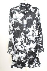CIVARIZE / Ambition ローズジャガードロングシャツ 46 ブラック T-25-09-11-020-CI-sh-YM-ZT