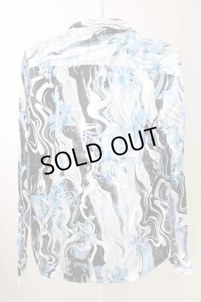 画像2: TORNADO MART / マーブルフラワープリントシャツ LL ブルー T-25-09-11-022-TO-sh-YM-ZT (2)