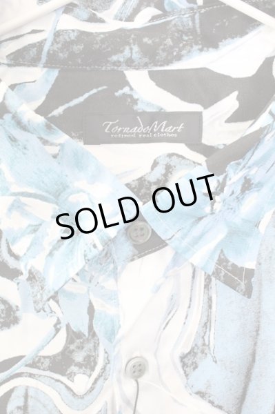 画像3: TORNADO MART / マーブルフラワープリントシャツ LL ブルー T-25-09-11-022-TO-sh-YM-ZT (3)