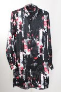 CIVARIZE / ストライプローズロングジャガードシャツ 46 ブラックｘレッド T-25-09-11-025-CI-sh-YM-ZT