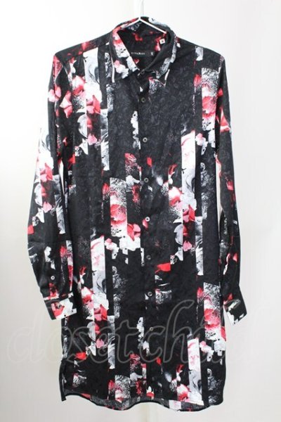 画像1: CIVARIZE / ストライプローズロングジャガードシャツ 46 ブラックｘレッド T-25-09-11-025-CI-sh-YM-ZT