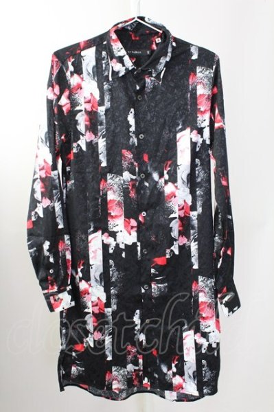 画像1: CIVARIZE / ストライプローズロングジャガードシャツ 46 ブラックxレッド T-25-09-11-025-CI-sh-YM-ZT220 (1)