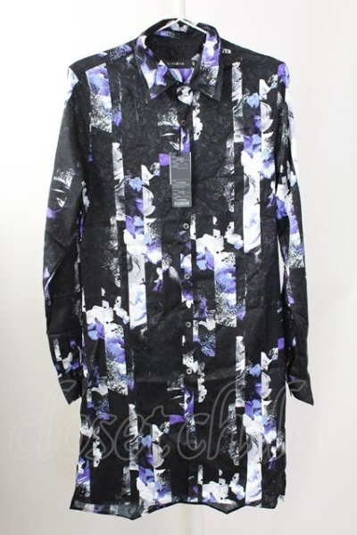 画像1: CIVARIZE / ストライプローズロングジャガードシャツ 46 ブラックｘパープル T-25-09-11-026-CI-sh-YM-ZT