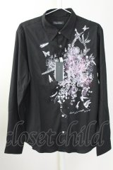 TORNADO MART / フラワーバタフライプリントシャツ LL ブラック T-25-09-11-027-TO-sh-YM-ZT
