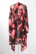 Wrouge / 総柄シフォンカーディガン  レッドｘブラック T-25-09-11-029-Wr-to-YM-ZT