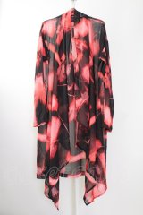 Wrouge / 総柄シフォンカーディガン  レッドｘブラック T-25-09-11-029-Wr-to-YM-ZT