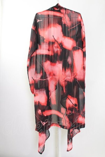 画像2: Wrouge / 総柄シフォンカーディガン  レッドｘブラック T-25-09-11-029-Wr-to-YM-ZT