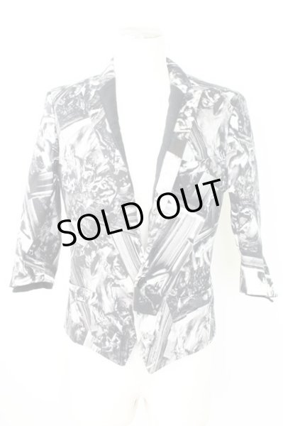 画像1: SOS TE NUTO / 総柄六部袖ポンチテーラードジャケット 48 ブラック T-25-09-11-041-SO-ja-YM-ZT224 (1)