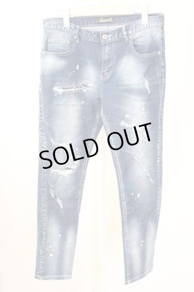 画像1: CavariA / ペイントリペアダメージスキニーデニムパンツ 44 インディゴ T-25-09-11-045-Ca-pa-YM-ZT224 (1)