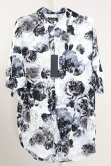 TORNADO MART / ローズプリントバックスリットシャツ L ホワイト T-25-09-11-006-TO-sh-YM-ZT