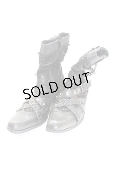 画像1: LOVEHUNTER / クロコスタッズベルトサイドジップアップブーツ 41(約26cm) ブラック T-25-09-11-048-LO-sho-YM-ZT (1)