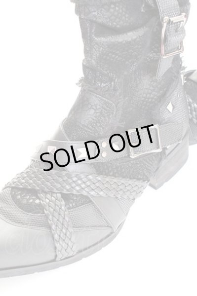 画像4: LOVEHUNTER / クロコスタッズベルトサイドジップアップブーツ 41(約26cm) ブラック T-25-09-11-048-LO-sho-YM-ZT (4)